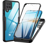 Coque Pour Samsung Galaxy A12 / M12 / A12 Nacho, Transparent Housse Avec Protection Écran, 360 Degrés Double Protection Antichoc Coque Silicone Intégrale Etui Pour Samsung A12, Noir