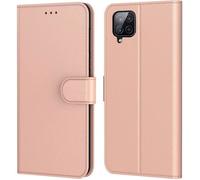 Coque pour Samsung Galaxy A12, Pochette Protection Etui Housse Premium en Cuir PU,Fermeture Magnétique,Rose - TECHTA