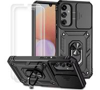 Coque pour Samsung Galaxy A14 4G/5G avec 2 Verre Trempé,Anneau Support,Protection de la Caméra Anti-Chut Renforcée Antichoc - TECHTA