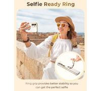 Coque Pour Samsung Galaxy A14 5G, Avec Double Anneau De Support Coeur, Avec Lanière Pour Filles Et Femmes, Coque De Protection Luxe Mignonne Et Scintillante Pour Samsung A14 5G, Blanc