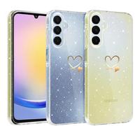 Coque pour Samsung Galaxy A15 5G/A15 4G Glitter, CaseLover Paillette Coque avec Motif Coeur d'amour Mignon Transparent TPU Silicone Shock-Absorption Sparkle Housse Étui pour Samsung A15 4G/5G, Clear B