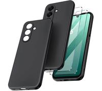 COQUE POUR SAMSUNG GALAXY A16 4G/5G + 2 VERRE TREMPÉ PROTECTION ÉCRAN HOUSSE ETUI EN SILICONE TPU SOUPLE NOIR - TECHTA