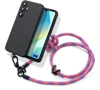 Coque Pour Samsung Galaxy A16 4g/5g - Protection Silicone Liquide Noir Avec Cordon Robuste Rose - E.F.Connection