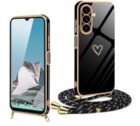 Coque pour Samsung Galaxy A16 5G avec Cordo Antichoc Housse Samsung Galaxy A16 5G Silicone avec Motif Coeur d'amour Mignon Lanyard Case Téléphone Portable Cover Samsung A16 5G Case avec Collier