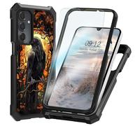 Coque pour Samsung Galaxy A16-5G avec protecteur d'écran, protection intégrale antichoc de qualité militaire, pare-chocs en silicone et dos en polycarbonate rigide pour Samsung A16 5G, corbeau élégant