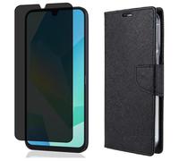 Coque pour Samsung Galaxy A17 5G / A17 4G / A16 5G / A16 4G + Verre trempé Anti Espion - Etui Housse Cartes Noir Vitre Ecran