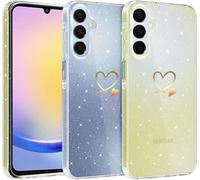 Coque pour Samsung Galaxy A17 5G/A17 4G Glitter, CaseLover Paillette Coque avec Motif Coeur d'amour Mignon Transparent TPU Silicone Shock-Absorption Sparkle Housse Étui pour Samsung A17 4G/5G, Clear B