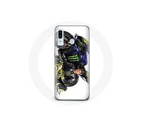 Coque pour Samsung Galaxy A20 Valentino Rossi Pilote de vitesse fond blanc
