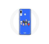 Coque pour Samsung Galaxy A20e BTS BT21 Tata Chimmy Cooky Rj Koya Shooky Et Mang Jouent De la musique Fond Bleu