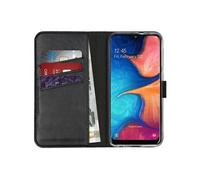Coque pour Samsung Galaxy A20e Noir Etui de téléphone portefeuille en cuir véritable