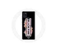 Coque pour Samsung Galaxy A21S Blackpink Groupe de K-pop Logo Noir Rose Fond Noir