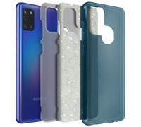 Coque pour Samsung Galaxy A21s Paillette Amovible Silicone Semi-rigide bleu