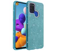Coque pour Samsung Galaxy A21s Paillette Amovible Silicone Semi-rigide bleu