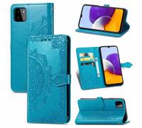 Coque pour Samsung Galaxy A22 5G 6.6"" Étui Rabat et Folio Housse en Cuir PU Portefeuille [Fermeture Magnétique][Stand Feature]-Bleu