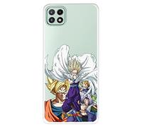 Coque pour Samsung Galaxy A22 5G Officiel Dragon Ball Guerriers Saiyans Transparent pour protéger votre téléphone portable Coque en silicone souple avec licence officielle Dragon Ball