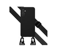 Selencia Étui en silicone avec cordon détachable pour le Samsung Galaxy A25 (5G) - Noir