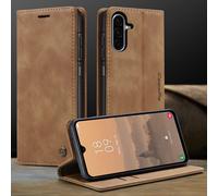 Coque Pour Samsung Galaxy A26 5G,Étui Housse Samsung Galaxy A26 5G AntichocSupport Pliable,Clamshell,Brosse Anti-Vol,Étui De Téléphone À Cassette - Brun