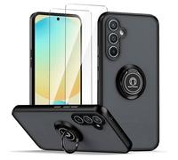 Coque pour Samsung Galaxy A26 5G Noir avec Anneau Stand Case+ 2 x Protecteur d'écran en Verre Trempé,Noir - TECHTA