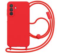 Coque pour Samsung Galaxy A26 en Silicone avec Cordon Tour de Cou Rouge