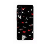 Coque Pour Samsung Galaxy A26 Nike Jordan Blanc Rouge Fond Noir
