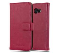 cadorabo Coque pour Samsung Galaxy A3 2017 en Rouge Cerise - Housse Protection avec Fermoire Magnétique, Stand Horizontal et Fente Carte - Portefeuille Etui Poche Folio Case Cover