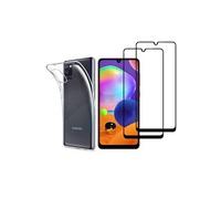 PHONILLICO Coque pour Samsung A31 et 2 Verres Trempe Bord Noir Film Protection Ecran