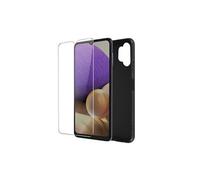 Coque pour Samsung Galaxy A32 5G Souple Noir et Verre Trempé 9H Transparent