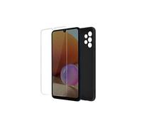 Coque pour Samsung Galaxy A32 Souple Noir et Verre Trempé 9H Transparent