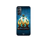 Coque Pour Samsung Galaxy A34 OM dorée brilant droit au but fond bleu