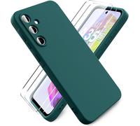 - Coque Pour Samsung Galaxy A35 5g, Avec 2 Pièces Protecteur D'écran En Verre Trempé, Housse Silicone Souple Ultra-Mince De Couleur Pure, Coque En Caoutchouc Antichoc - Vert Nuit