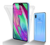 cadorabo Coque Compatible avec Samsung Galaxy A40 en Transparent - Étui pour téléphone Portable Complet à 360 ° Protection Avant et arrière Protection complète avec Protection d'écran
