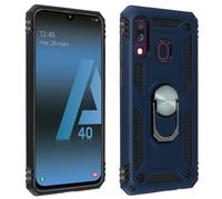 Coque pour Samsung Galaxy A40 Bi matière Rigide et Souple Bague Support Vidéo Bleu nuit