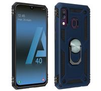 Coque pour Samsung Galaxy A40 Bi matière Rigide et Souple Bague Support Vidéo Bleu nuit