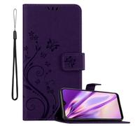 cadorabo Coque pour Samsung Galaxy A40 / A40s en Lilas FONCÉ Floral - Housse Protection en Design de Fleur -Magnétique, Stand Horizontal et 3 Fentes Cartes - Portefeuille Etui Poche Folio Case Cover