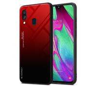 cadorabo Housse Compatible avec Samsung Galaxy A40 en Rouge - Noir - Coque de Protection Bicolore en Silicone TPU et Dos en Verre trempé