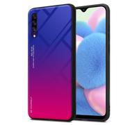 cadorabo Housse Compatible avec Samsung Galaxy A50 4G / A50s / A30s en Violett - Rouge - Coque de Protection Bicolore en Silicone TPU et Dos en Verre trempé