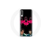 Coque pour Samsung Galaxy A50 Squid Game Seong Gi hun et Kang Sae Byeok Masques Triangle carré et Ce