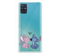 Coque pour Samsung Galaxy A51 officielle Lilo & Stitch - Angel & Stitch Baiser pour protéger votre téléphone portable - Coque en silicone souple sous licence officielle Disney