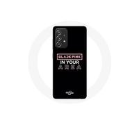 Coque pour Samsung Galaxy A52 Blackpink in Your Area Fond Noir Logo Rose