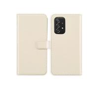 Selencia Selencia Étui portefeuille en cuir véritable Samsung Galaxy A53 Greige Beige