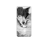 Coque de téléphone - MANIACASE - Samsung Galaxy A53 - Silicone TPU - Motif Loup et Louve - Noir