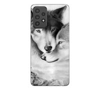 Coque Pour Samsung Galaxy A53 Le loup et la louve Animal noir et blonc Maniacase