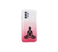 Coque pour Samsung Galaxy A53 paillette rose degradee avec motif bouddha et fleur de lotus