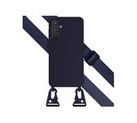 Selencia Coque silicone avec cordon amovible pour Samsung Galaxy A55 - Bleu foncé