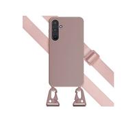 Selencia Coque silicone avec cordon amovible pour Samsung Galaxy A55 - Sand Pink