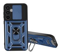 Coque pour Samsung Galaxy A55 Bague Support Cache Caméra Coulissant Mayaxess Bleu nuit