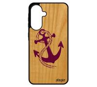 Coque pour Samsung galaxy A56 5G bois silicone ancre chaine femme marine case Violet marini¿re de bateau rayure fantaisie ray¿ noeud motif