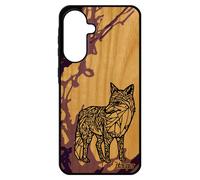 Coque Pour Samsung Galaxy A56 5g Bois Silicone Renard Violet Peinture Sm-A5660 Tribal Telephone Mobile Noir Portable Unique Dessin Goupil