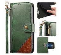 Coque pour Samsung Galaxy A56 / A36 5G 6.1'' Etui Housse de Protection en Cuir PU Portefeuille Pochette Étui pour Téléphone Portable avec Cordon[Fermeture Eclair][Porte Carte][Fonction Support]- Vert