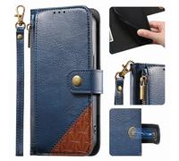 Coque pour Samsung Galaxy A56 / A36 5G 6.1'' Etui Housse de Protection en Cuir PU Portefeuille Pochette Étui pour Téléphone Portable avec Cordon[Fermeture Eclair][Porte Carte][Fonction Support]- Bleu